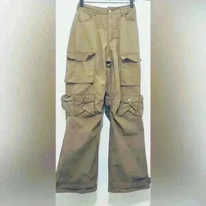 Forever 21 Nylon Baggy Cargo Pants, Women’s Size Small, Khaki